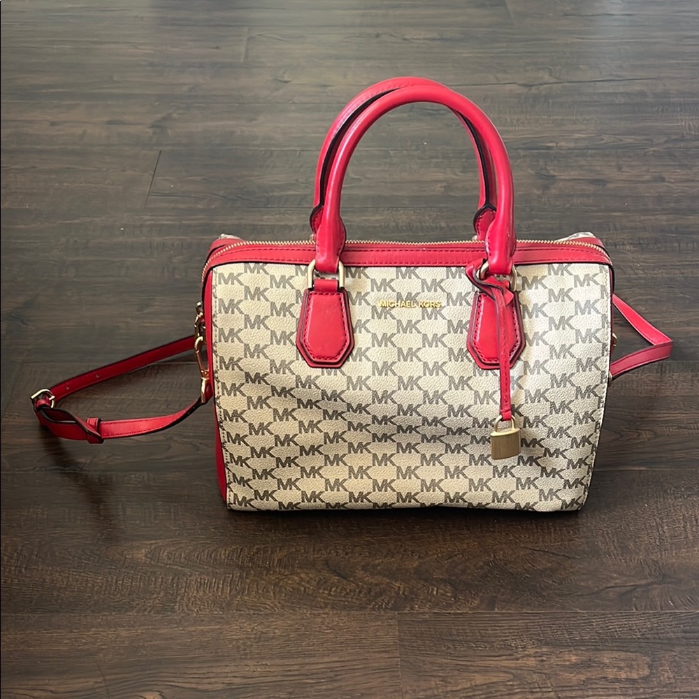 Michael Kors Red and Cream Satchel Bag